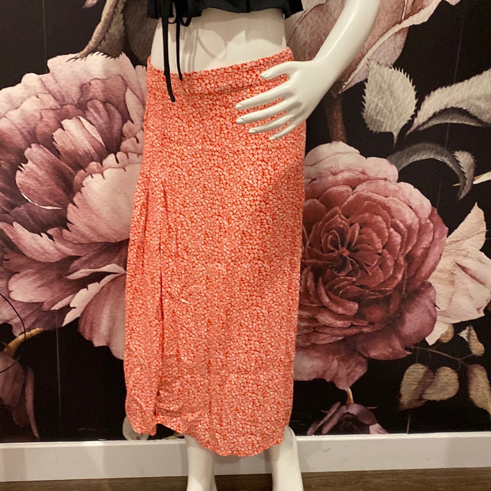 Womens Floral Skirt with Slit